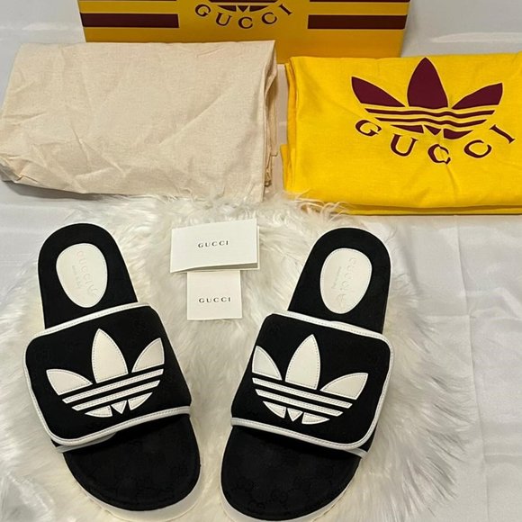 Authentic Gucci X Addidas Black & White Size 9 - Picture 1 of 5